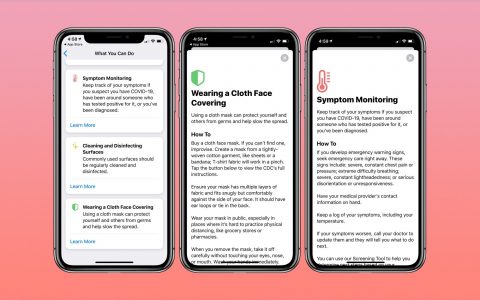 Apple更新COVID-19筛查APP，使用新的CDC症状列表和口罩清洁提示